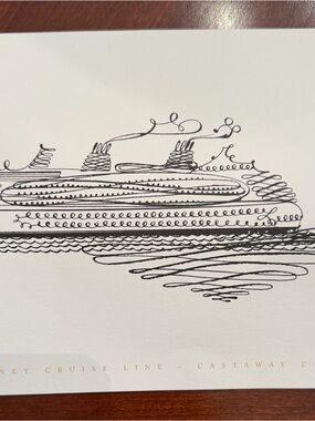 Disney cruise line Minimal Black Line Cruise Ship Illustration Print